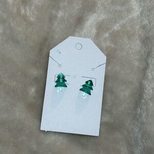 Green Christmas Tree Earrings